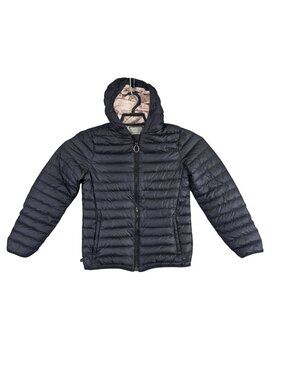 Athleta Girl Black Hooded Puffer Jacket Goose Down Polyester Quilted Coat Size L